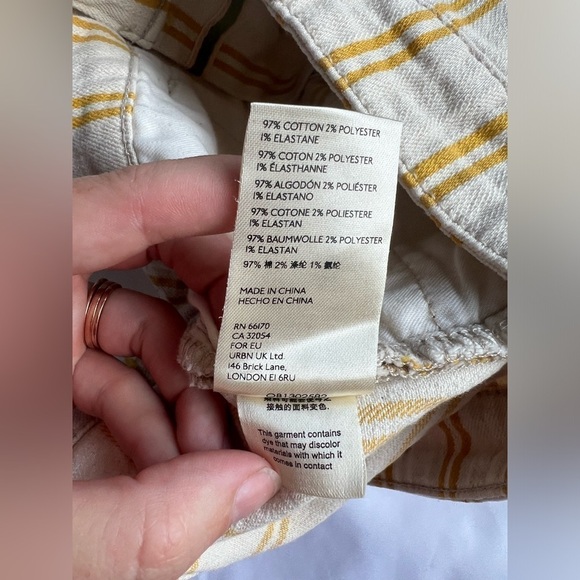 Pilcro by Anthropologie Yellow and Cream Striped High Waist Shorts 30 - Picture 12 of 15